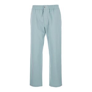Maison Kitsune Men Light Blue Straight Pants In Cotton Man